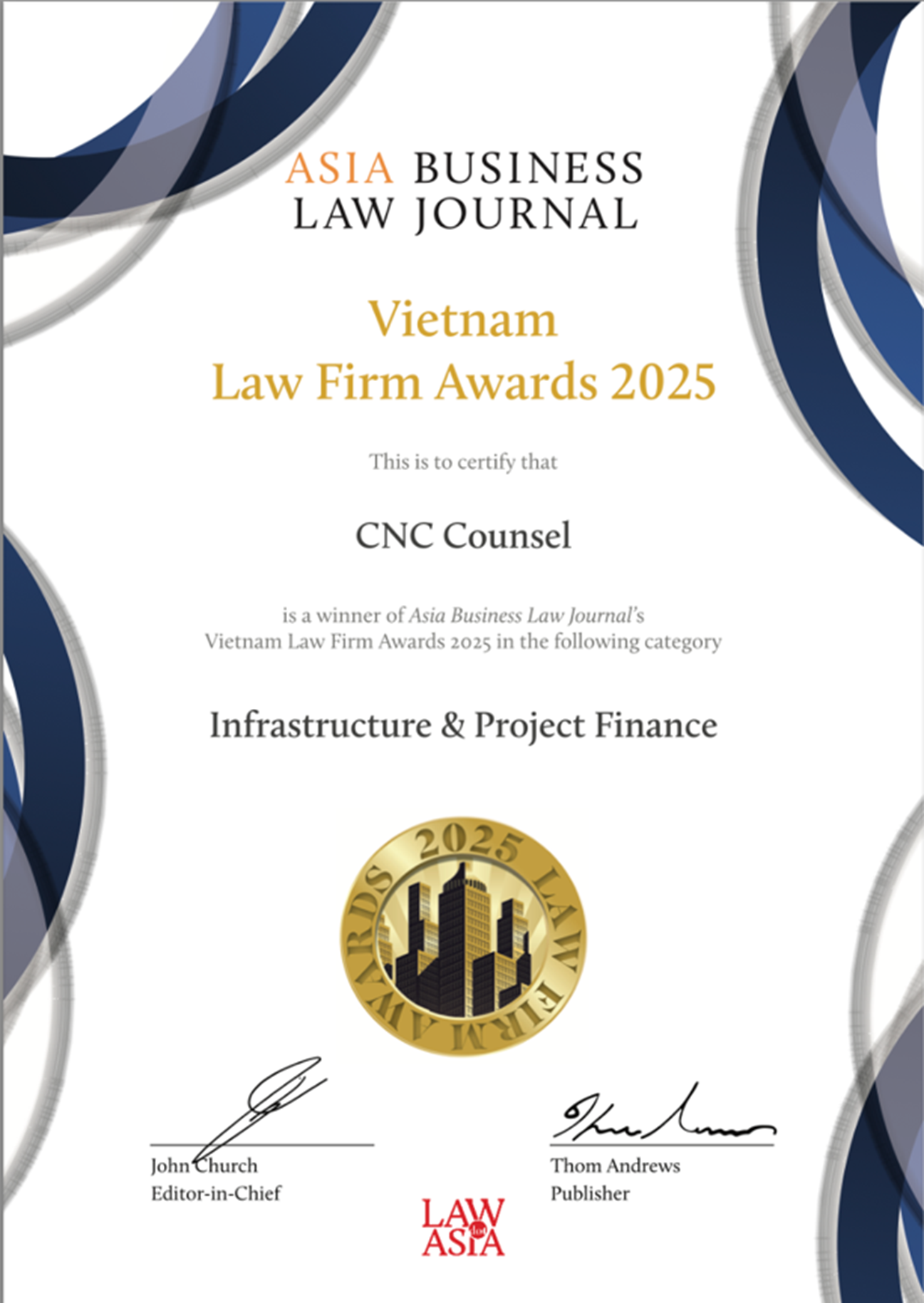 CNC tự hào được vinh danh tại Vietnam Law Firm Awards 2025